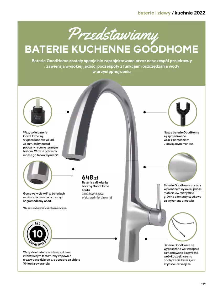 Gazetka promocyjna Castorama - Katalog kuchnie 2022 - ważna 01.04 do 31.12.2022 - strona 127 - produkty: Astor, Bateria, Dźwig, Gra, Grohe, Rama, Rum, Sok, Zlew, Zlewozmywak