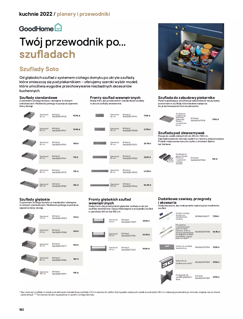 Gazetka promocyjna Castorama - Katalog kuchnie 2022 - ważna 01.04 do 31.12.2022 - strona 182 - produkty: Astor, Drzwi, Piec, Piekarnik, Por, Przewodnik, Rama, Szafka, Zlew, Zlewozmywak