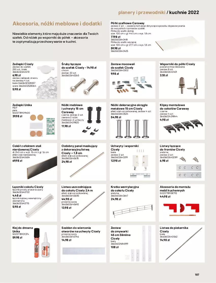 Gazetka promocyjna Castorama - Katalog kuchnie 2022 - ważna 01.04 do 31.12.2022 - strona 187 - produkty: Chia, Drzwi, Klej, Listwa, Mop, Piekarnik, Półka, Por, Przewodnik, Sok, Tera, Top, Uchwyty, Zmywarki