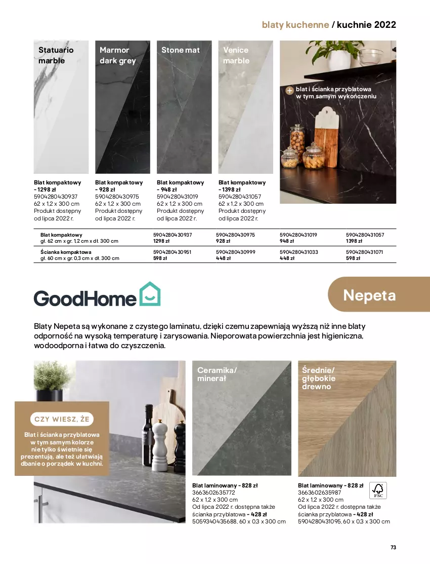 Gazetka promocyjna Castorama - Katalog kuchnie 2022 - ważna 01.04 do 31.12.2022 - strona 73 - produkty: Cement, Gra, Listwa, Por, Sok