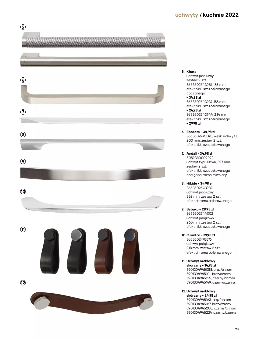Gazetka promocyjna Castorama - Katalog kuchnie 2022 - ważna 01.04 do 31.12.2022 - strona 93 - produkty: Listwa, Por, Uchwyty