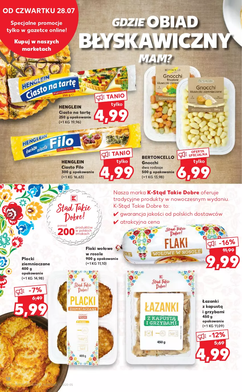 Gazetka promocyjna Kaufland - OFERTA TYGODNIA - ważna 28.07 do 03.08.2022 - strona 18 - produkty: Flaki, Flaki wołowe, Gnocchi, Kapustą, Lack