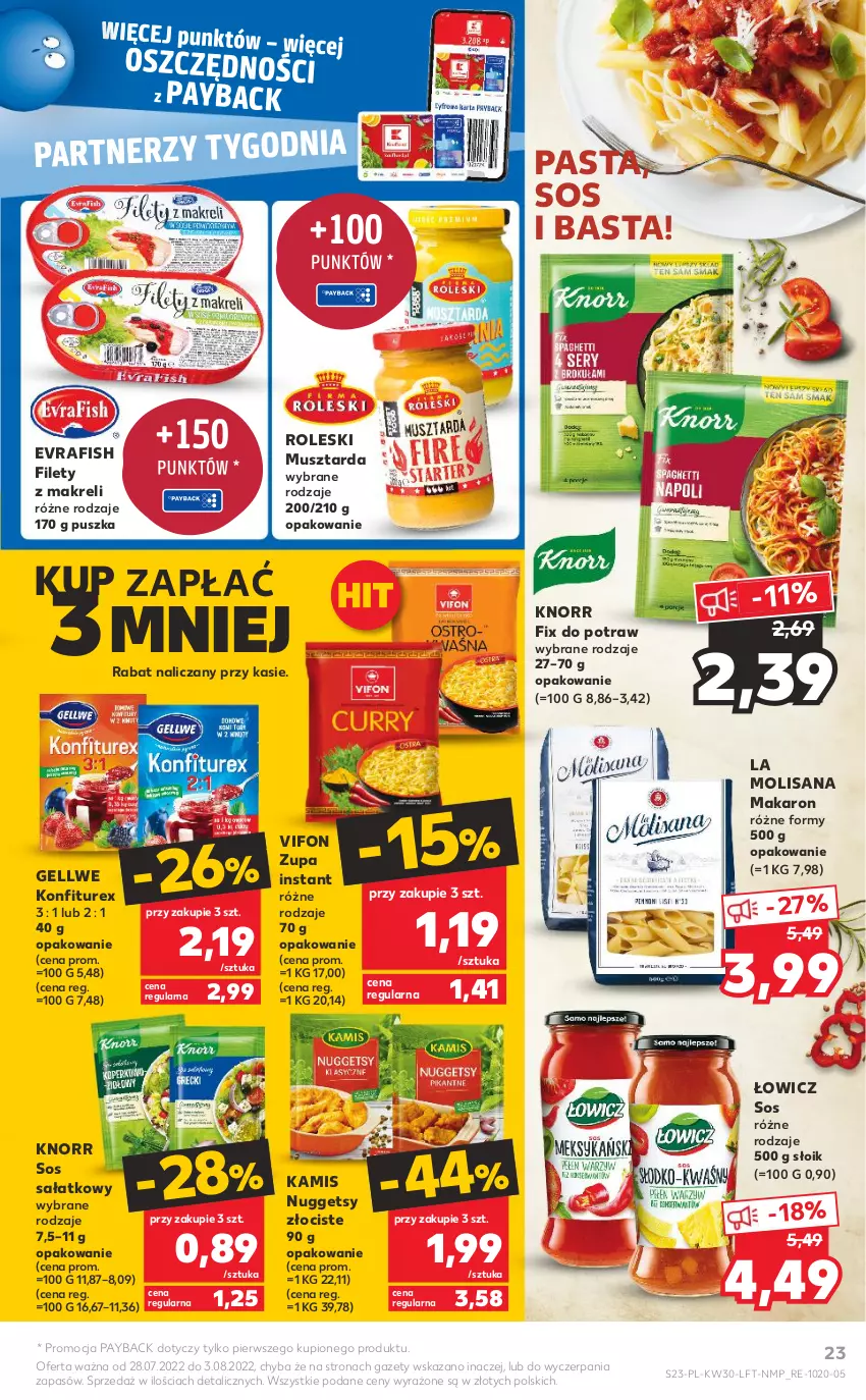 Gazetka promocyjna Kaufland - OFERTA TYGODNIA - ważna 28.07 do 03.08.2022 - strona 23 - produkty: Isana, Kamis, Knorr, Makaron, Mus, Musztarda, Sałat, Sos, Zupa