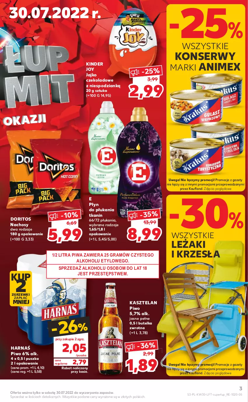 Gazetka promocyjna Kaufland - OFERTA TYGODNIA - ważna 28.07 do 03.08.2022 - strona 3 - produkty: Gra, Harnaś, Kasztelan, Kinder, Piwa, Piwo, Płyn do płukania, Ser, Waga