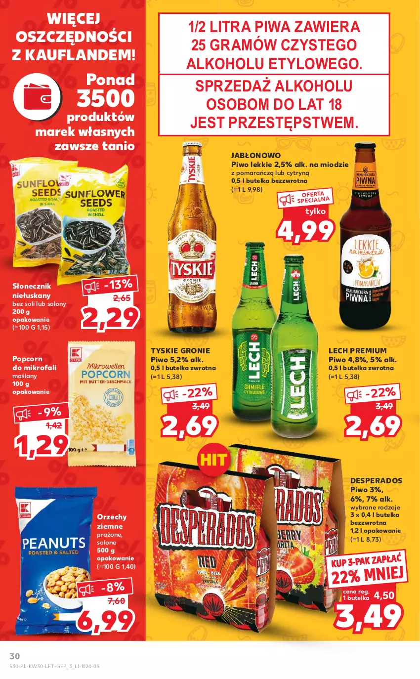 Gazetka promocyjna Kaufland - OFERTA TYGODNIA - ważna 28.07 do 03.08.2022 - strona 30 - produkty: Desperados, Fa, Gra, Lech Premium, Piwa, Piwo, Popcorn, Tyskie