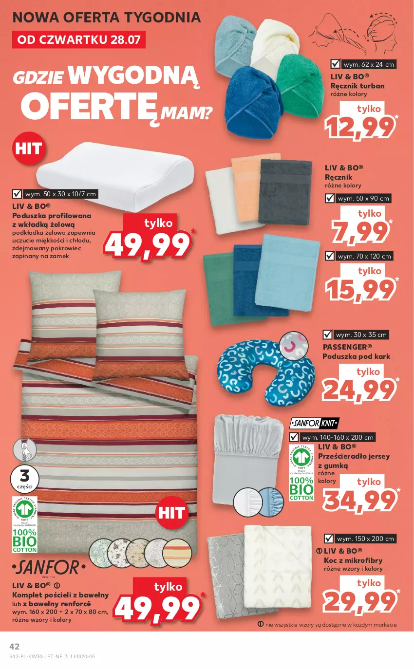 Gazetka promocyjna Kaufland - OFERTA TYGODNIA - ważna 28.07 do 03.08.2022 - strona 42 - produkty: Koc, Komplet pościeli, Podkład, Podkładka, Poduszka, Poduszka pod kark, Pokrowiec, Pościel, Prześcieradło, Ręcznik