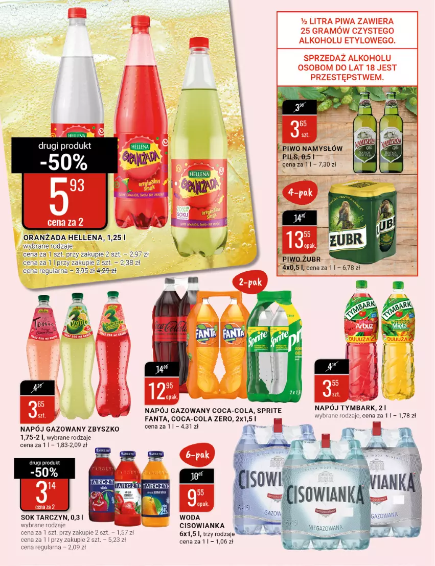 Gazetka promocyjna Bi1 - Gęsina na św.Marcina - ważna 02.11 do 15.11.2022 - strona 12 - produkty: Cisowianka, Coca-Cola, Fa, Fanta, Hellena, Namysłów, Napój, Napój gazowany, Oranżada, Piwo, Sok, Sprite, Tymbark, Woda