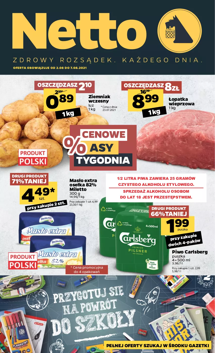 Gazetka promocyjna Netto - Gazetka spożywcza - ważna 02.08 do 07.08.2021 - strona 1 - produkty: Carlsberg, Gra, Masło, Piwa, Piwo