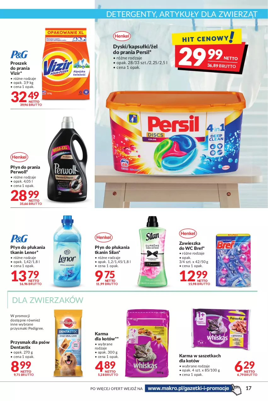 Gazetka promocyjna Makro - Najlepsze oferty - oferta z alkoholem - ważna 04.10 do 17.10.2022 - strona 17 - produkty: Bref, Lenor, Pedigree, Persil, Perwoll, Płyn do płukania, Płyn do prania, Proszek do prania, Przysmaki, Silan, Vizir, Zawieszka do wc