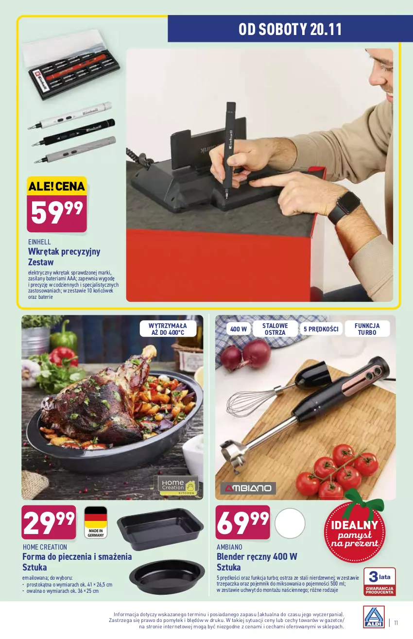 Gazetka promocyjna Aldi - Katalog Moda i Dom - ważna 15.11 do 20.11.2021 - strona 11 - produkty: Bateria, Blender, Blender ręczny, Einhell, Forma do pieczenia, Piec, Pojemnik, Silan, Trzepaczka, Wkręt