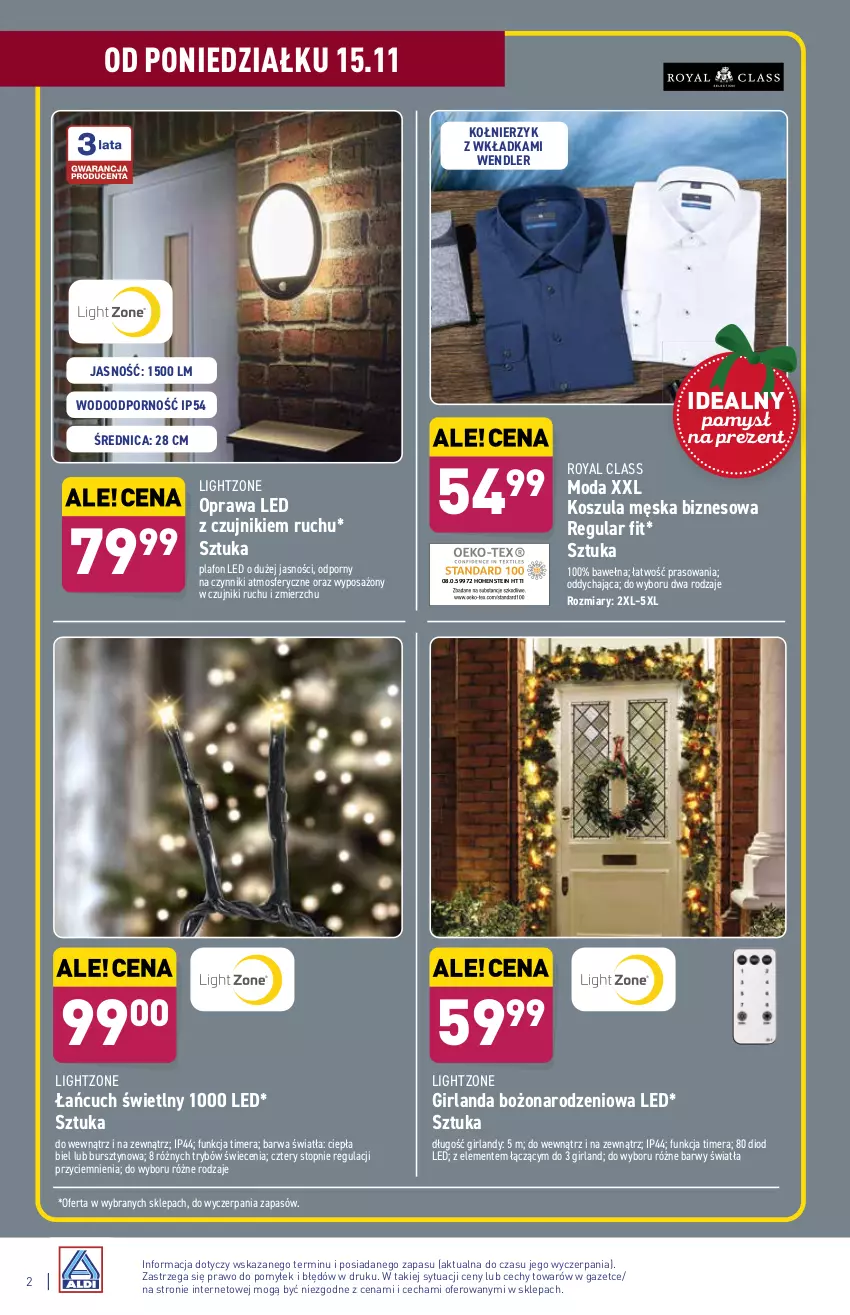 Gazetka promocyjna Aldi - Katalog Moda i Dom - ważna 15.11 do 20.11.2021 - strona 2 - produkty: Bursztyn, Girlanda, Kosz, Koszula, Moda, Plafon, Plafon LED, Por, Top, Wełna