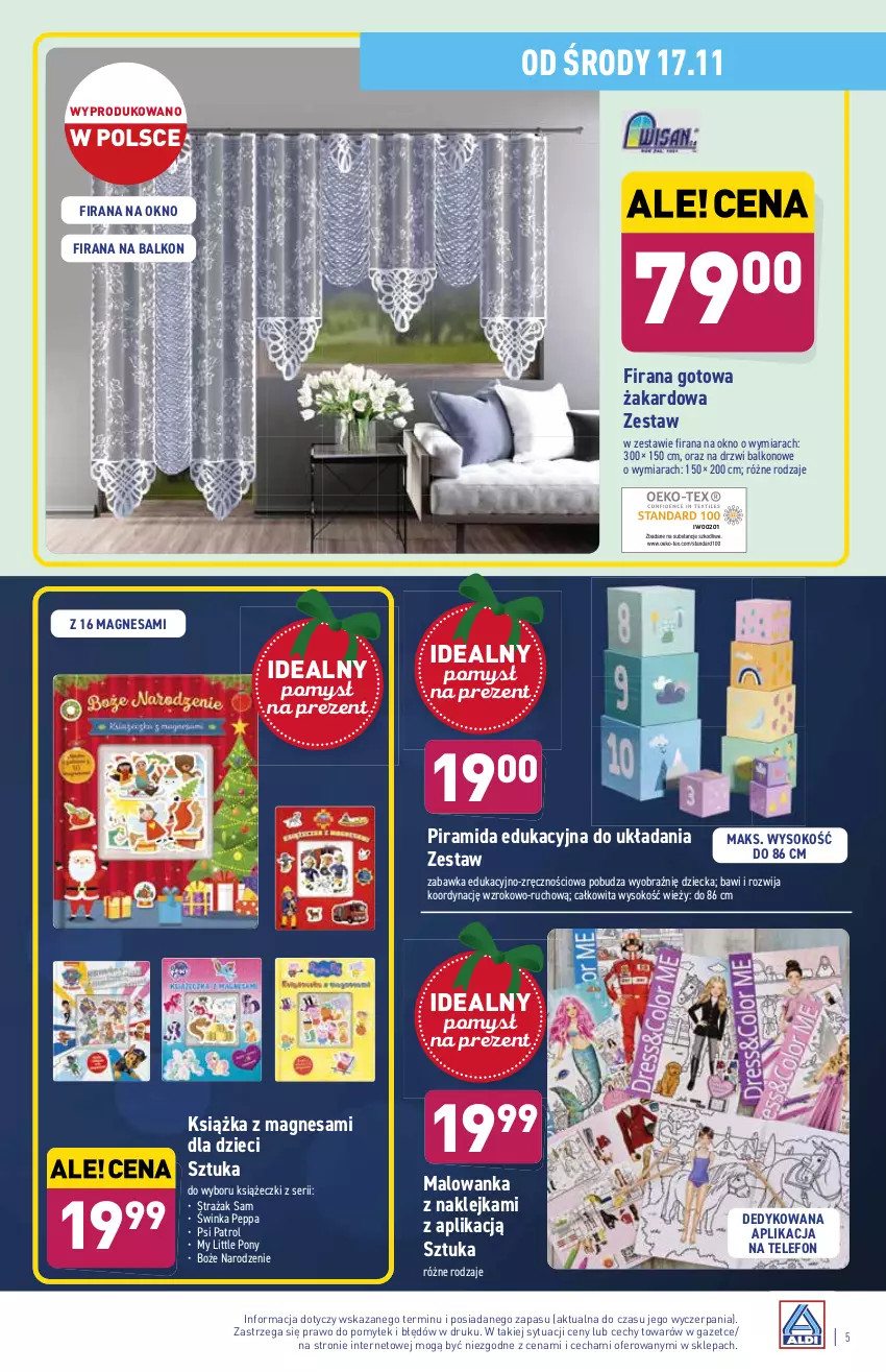 Gazetka promocyjna Aldi - Katalog Moda i Dom - ważna 15.11 do 20.11.2021 - strona 5 - produkty: Drzwi, Dzieci, Firana, Inka, Klej, Książka, My Little Pony, Okno, Psi Patrol, Ser, Sok, Telefon, Zabawka