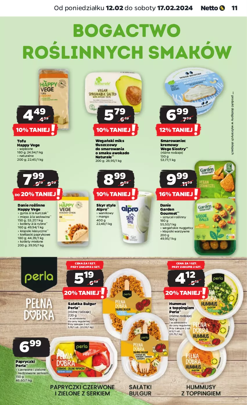 Gazetka promocyjna Netto - Artykuły spożywcze - ważna 12.02 do 17.02.2024 - strona 11 - produkty: Alpro, Bulgur, Gyros, Hummus, Klopsiki, Kotlet, Kurczak, LG, Mango, Mięso, Miks tłuszczowy, Mus, Sałat, Sałatka, Ser, Tofu, Top, Wołowina