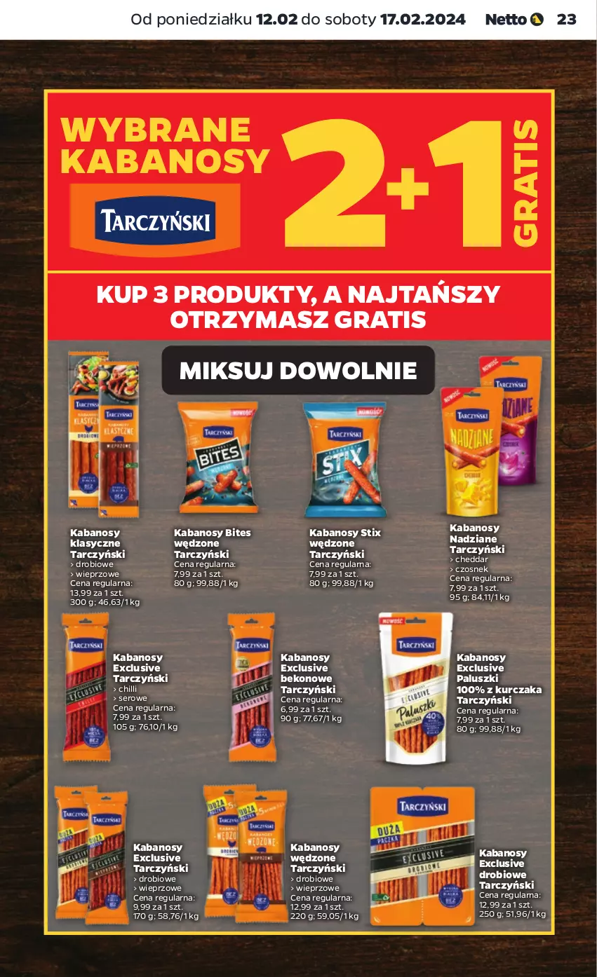 Gazetka promocyjna Netto - Artykuły spożywcze - ważna 12.02 do 17.02.2024 - strona 23 - produkty: Beko, Cheddar, Czosnek, Gra, Kabanos, Kurczak, Ser, Tarczyński