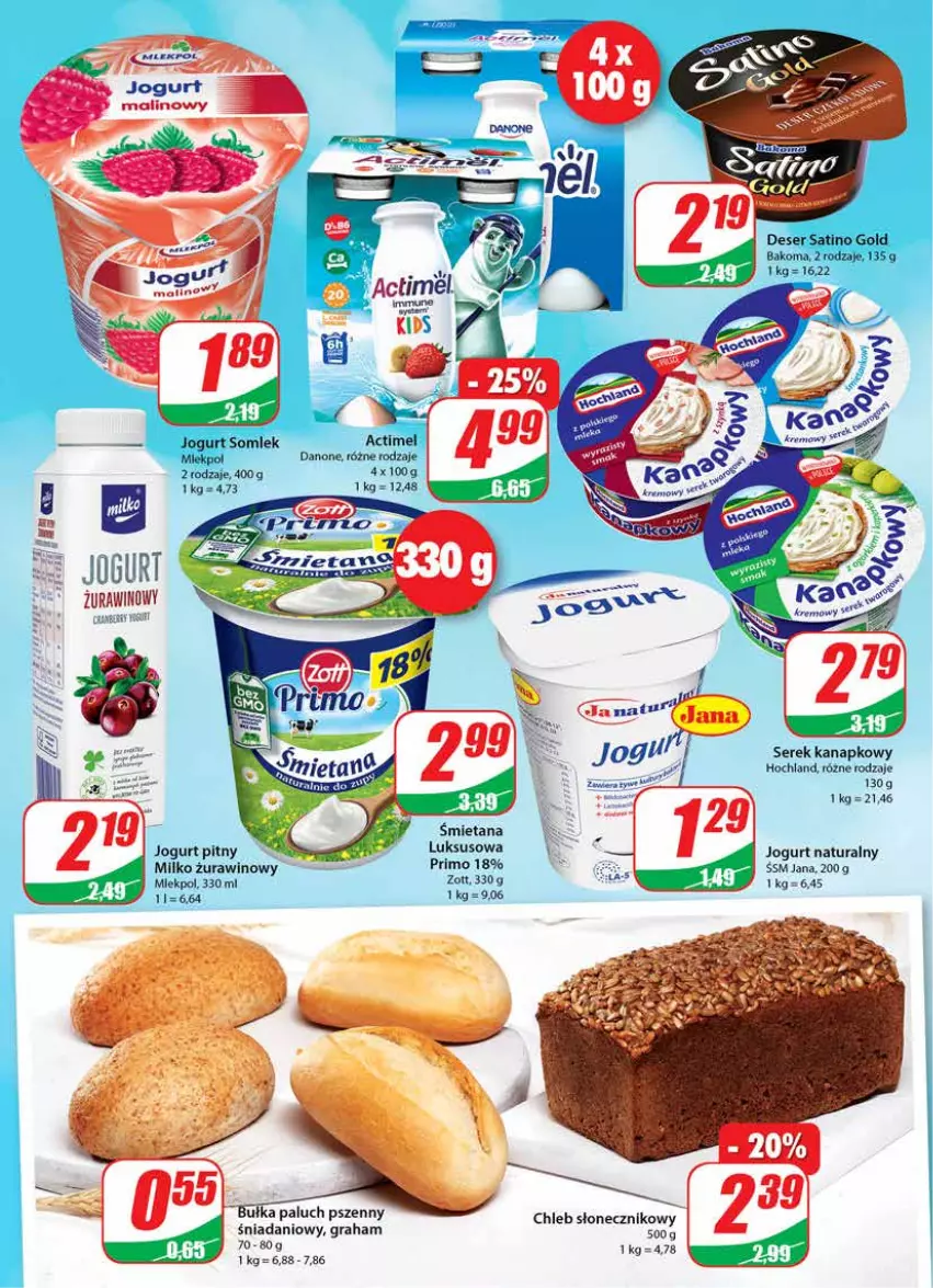 Gazetka promocyjna Dino - Gazetka - ważna 26.01 do 01.02.2022 - strona 12 - produkty: Actimel, Bakoma, Chleb, Danio, Danone, Deser, Gra, Hochland, Jogurt, Jogurt naturalny, Sati, Ser, Serek, Serek kanapkowy, Wino, Zott