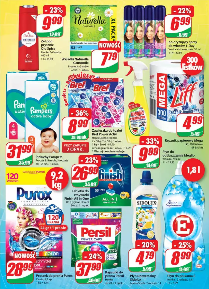 Gazetka promocyjna Dino - Gazetka - ważna 26.01 do 01.02.2022 - strona 19 - produkty: Bref, Finish, Naturell, Naturella, Old Spice, Pampers, Papier, Pieluchy, Ręcznik, Tablet, Wkładki, Zmywarki