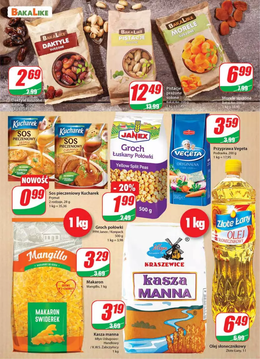 Gazetka promocyjna Dino - Gazetka - ważna 26.01 do 01.02.2022 - strona 7 - produkty: Groch, Kasza, Kucharek, Makaron, Olej, Olej słonecznikowy, Piec, Pistacje, Podravka, Prymat, Sos, Sos pieczeniowy, Vegeta