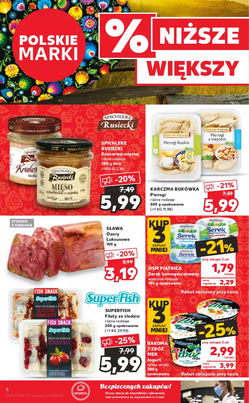 Gazetka promocyjna Kaufland - OFERTA TYGODNIA - ważna 13.01 do 19.01.2022 - strona 4 - produkty: Bakoma, Jogurt, Olma, Piątnica, Piec, Pierogi, Ser, Serek, Serek homogenizowany, Spichlerz Rusiecki