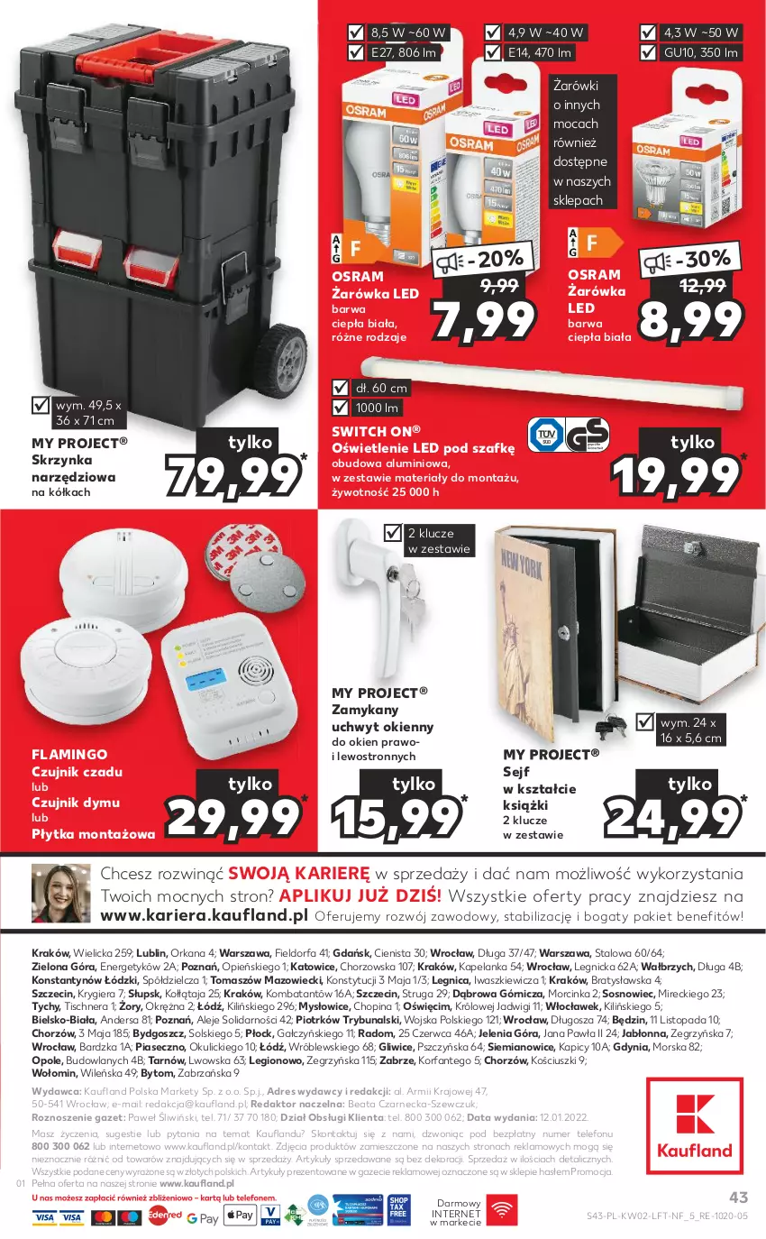 Gazetka promocyjna Kaufland - OFERTA TYGODNIA - ważna 13.01 do 19.01.2022 - strona 43 - produkty: Dres, Fa, Inka, Orka, Płytka, Sejf, Skrzynka narzędziowa, Sos, Telefon, Top