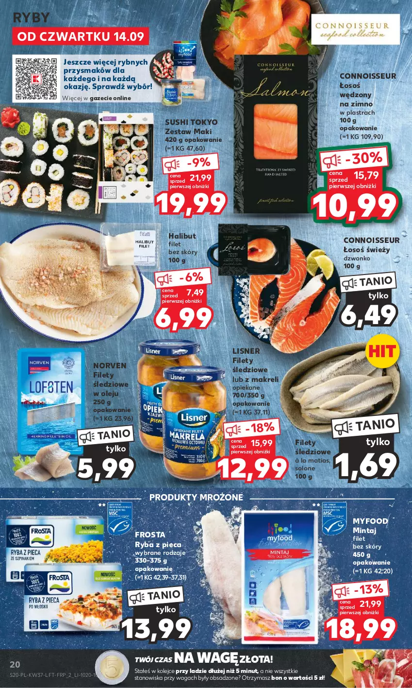 Gazetka promocyjna Kaufland - Gazetka tygodnia - ważna 14.09 do 20.09.2023 - strona 20 - produkty: Frosta, Halibut, Lisner, Mintaj, Olej, Piec, Produkty mrożone, Ryba, Sushi, Waga