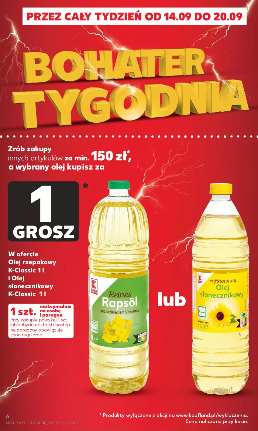 Gazetka promocyjna Kaufland - Gazetka tygodnia - ważna 14.09 do 20.09.2023 - strona 6 - produkty: Olej, Olej rzepakowy, Olej słonecznikowy