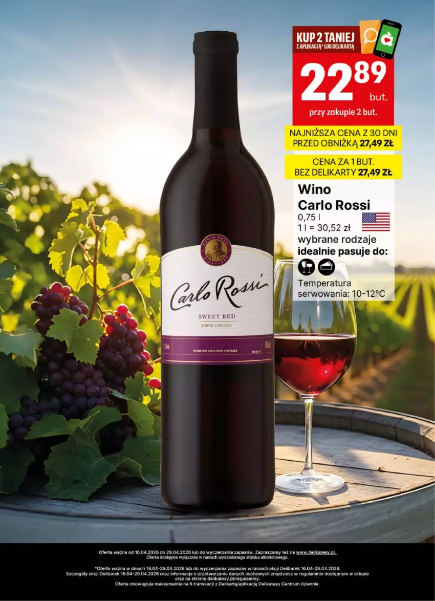 Gazetka promocyjna Delikatesy Centrum - Delibarek DC16-DC17 - ważna 16.04 do 29.04.2026 - strona 2 - produkty: Carlo Rossi, Rama, Rum, Ser, Sos, Tran, Wino