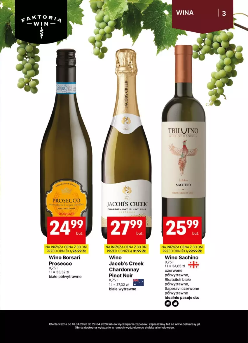 Gazetka promocyjna Delikatesy Centrum - Delibarek DC16-DC17 - ważna 16.04 do 29.04.2026 - strona 3 - produkty: Chardonnay, Jacobs, Prosecco, Rama, Wino