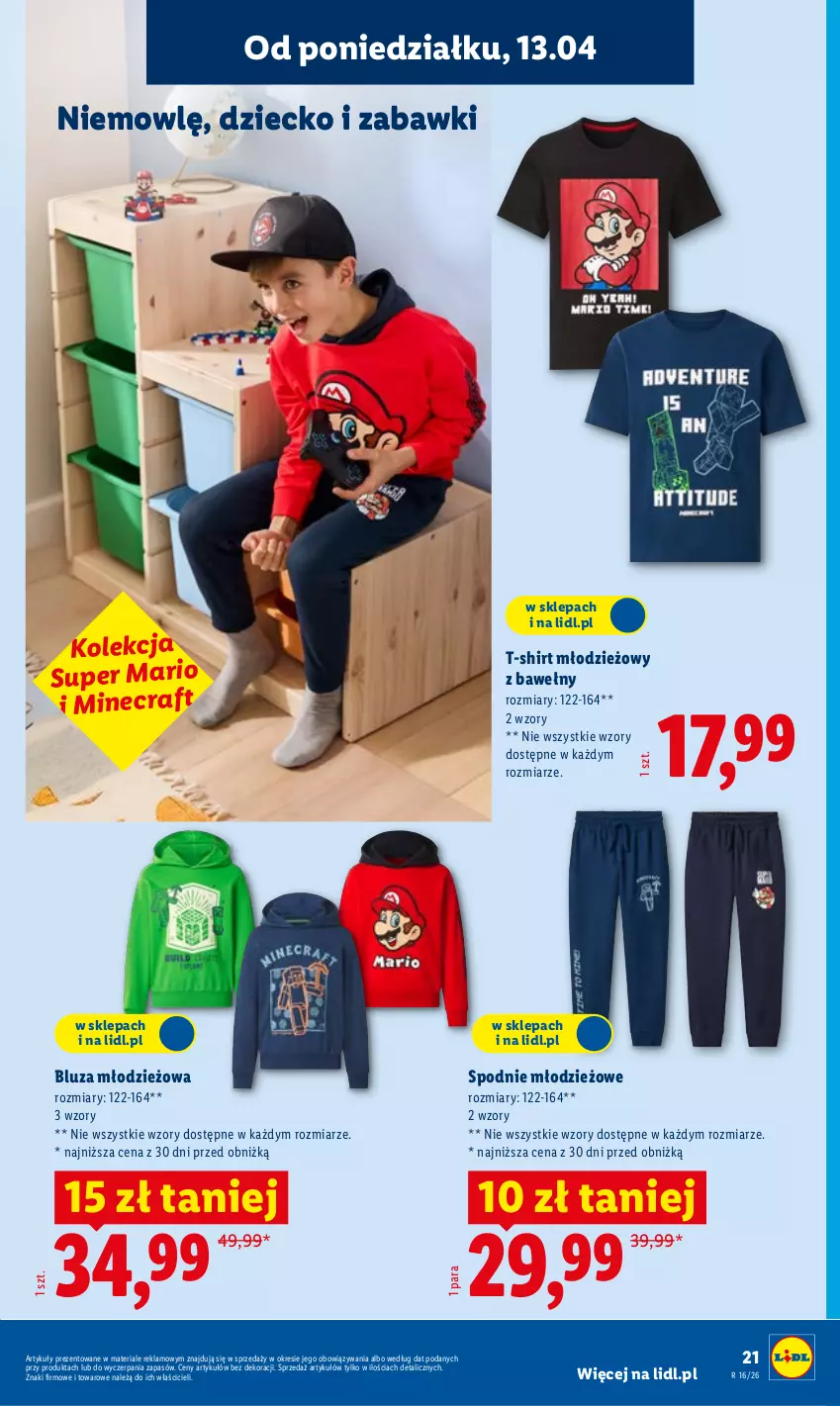 Gazetka promocyjna Lidl - Katalog ważny od 13.04 - ważna 13.04 do 18.04.2026 - strona 23 - produkty: Bluza, Minecraft, Spodnie, T-shirt