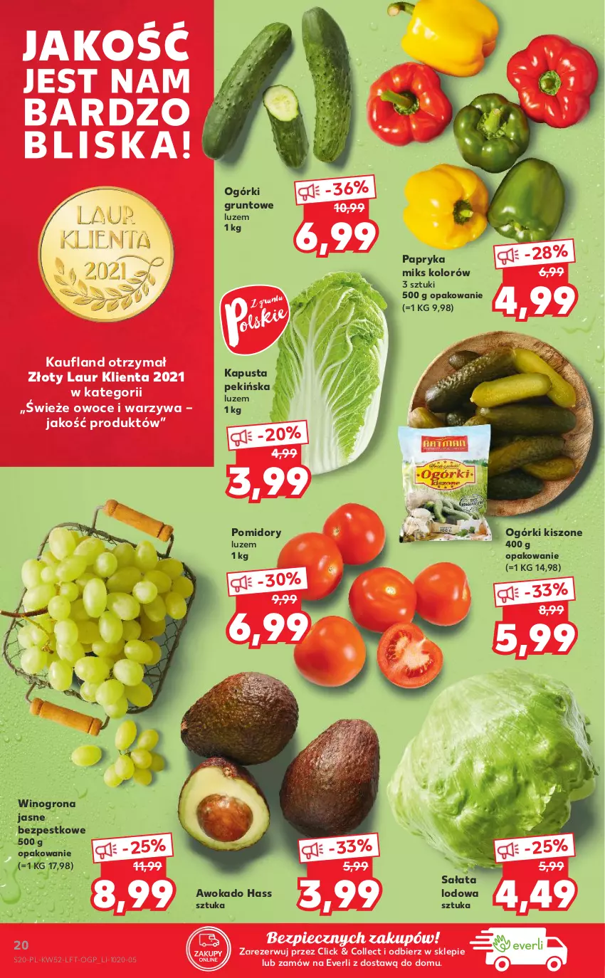 Gazetka promocyjna Kaufland - OFERTA TYGODNIA - ważna 29.12.2021 do 04.01.2022 - strona 20 - produkty: Grunt, Laur, Owoce, Papryka, Piec, Pomidory, Sałat, Sałata lodowa, Warzywa, Wino, Winogrona