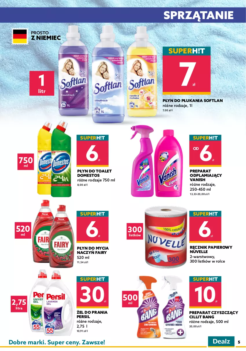 Gazetka promocyjna Dealz - Gazetka na otwarcie - Chorzów - ważna 24.11 do 08.12.2021 - strona 5 - produkty: Chusteczki, Cillit Bang, Colgate, Do mycia naczyń, Domestos, Dozownik, Fa, Fairy, Gillette, LG, Mydło, Mydło w płynie, Nivea, Odżywka, Papier, Pasta do zębów, Persil, Pianka do golenia, Płyn do mycia, Płyn do mycia naczyń, Płyn do płukania, Ręcznik, Sprzątanie, Suchy szampon, Szampon, Vanish