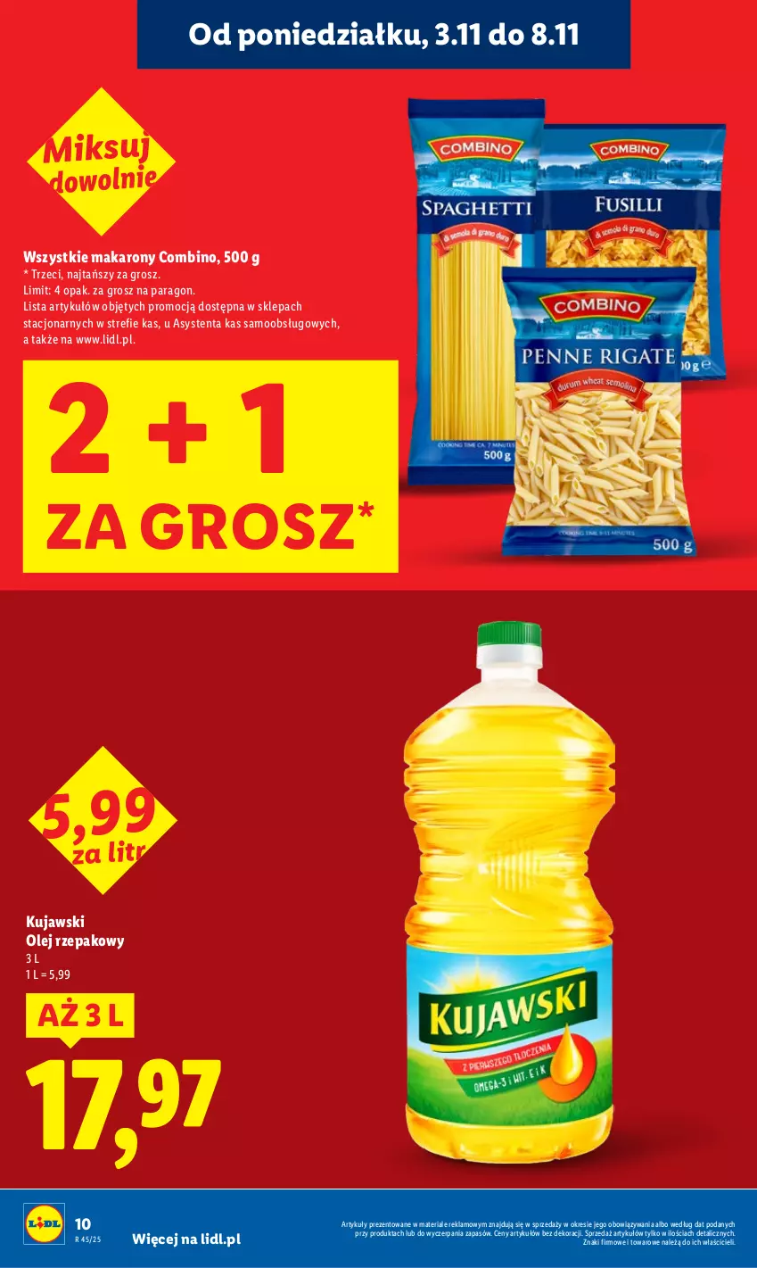 Gazetka promocyjna Lidl - GAZETKA - ważna 03.11 do 05.11.2025 - strona 10 - produkty: Kujawski, Makaron, Olej, Olej rzepakowy