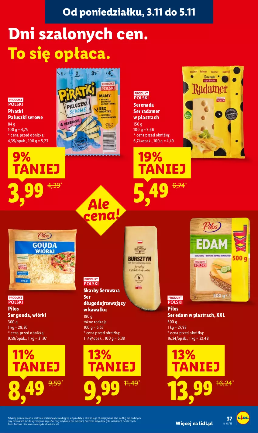 Gazetka promocyjna Lidl - GAZETKA - ważna 03.11 do 05.11.2025 - strona 39 - produkty: Edam, Gouda, Kawa, Pilos, Radamer, Ser, Ser długodojrzewający, Szal