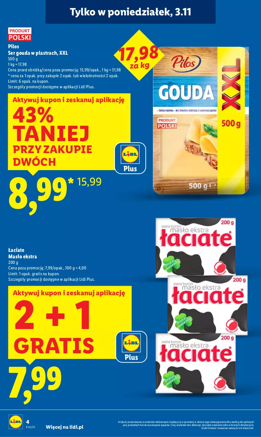 Gazetka promocyjna Lidl - GAZETKA - ważna 03.11 do 05.11.2025 - strona 4 - produkty: Gouda, Gra, Masło, Pilos, Ser