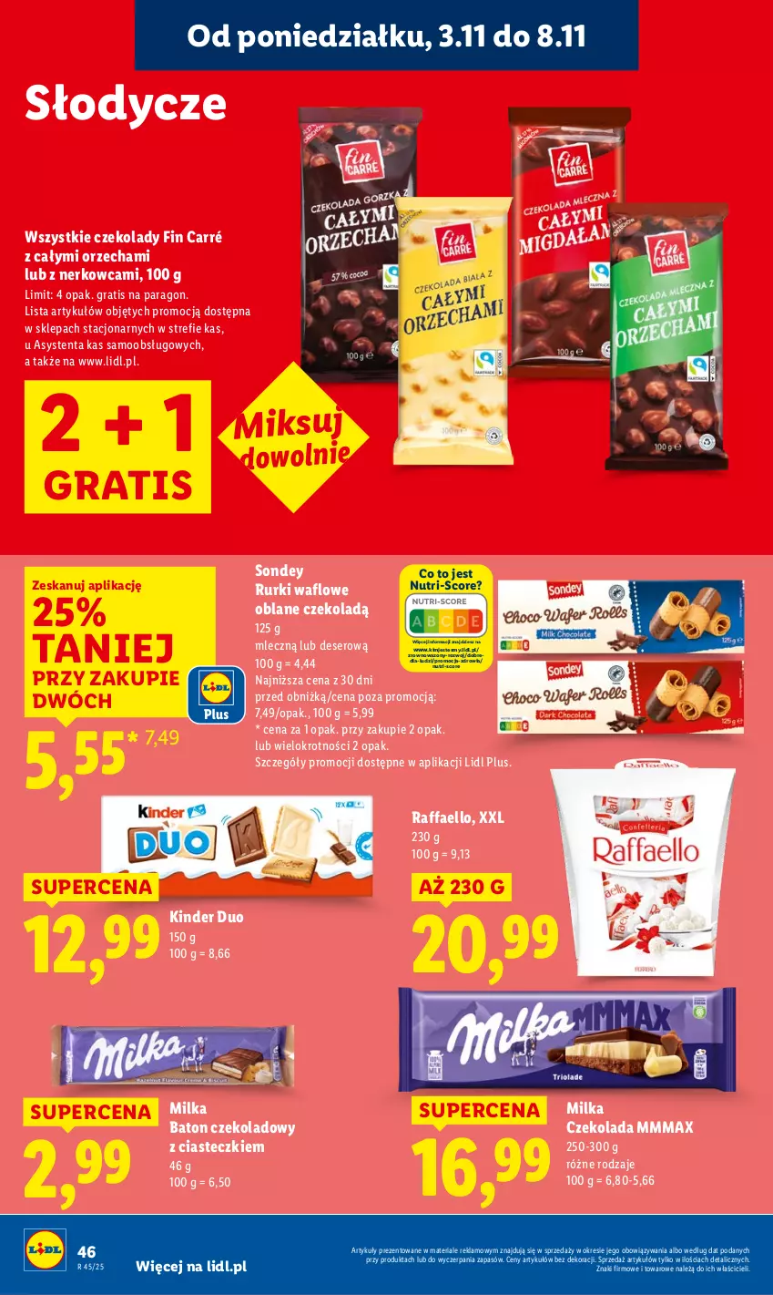 Gazetka promocyjna Lidl - GAZETKA - ważna 03.11 do 05.11.2025 - strona 48 - produkty: Baton, Czekolada, Deser, Fa, Gra, Kinder, Milka, Raffaello, Rurki, Ser, Wazon