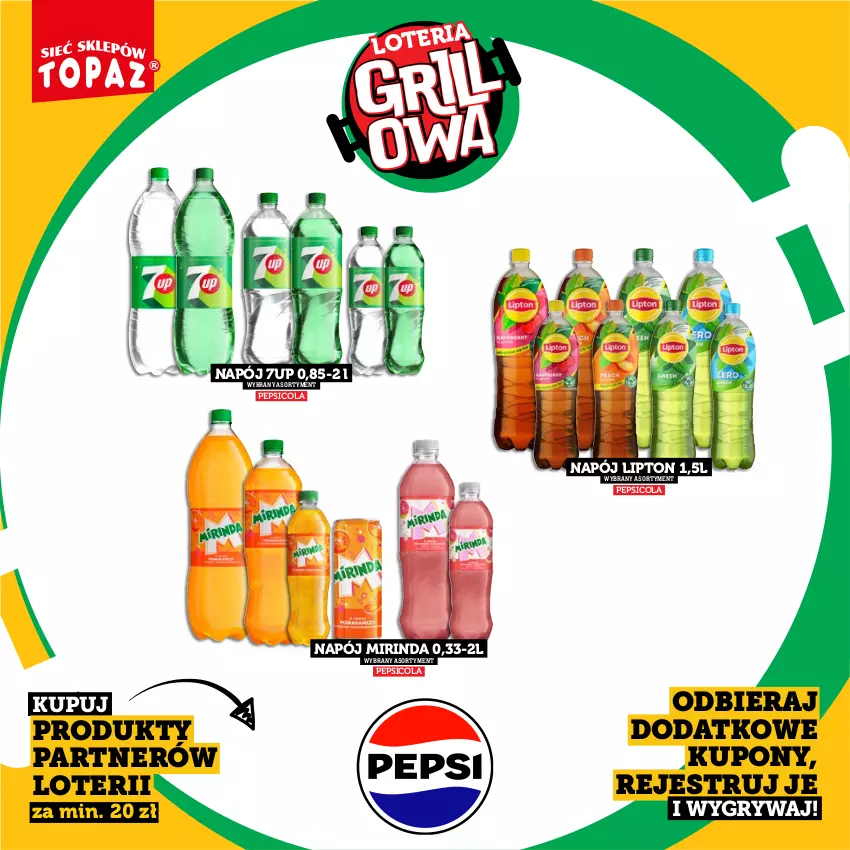 Gazetka promocyjna Topaz - Gazetka - ważna 20.04 do 14.06.2026 - strona 60 - produkty: 7up, Gry, Lipton, Mirinda, Napój, Pepsi