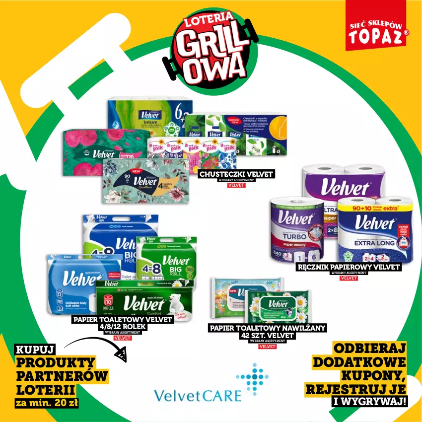 Gazetka promocyjna Topaz - Gazetka - ważna 20.04 do 14.06.2026 - strona 71 - produkty: Chusteczki, Gry, Papier, Papier toaletowy, Ręcznik, Velvet
