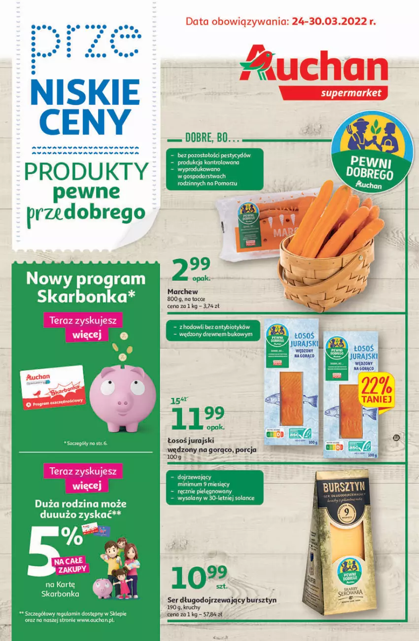 Gazetka promocyjna Auchan - przeNISKIE CENY produkty pewne przedobrego Supermarkety - ważna 24.03 do 30.03.2022 - strona 1 - produkty: Bursztyn, Gra, Por, Ryż, Ser, Ser długodojrzewający, Solan