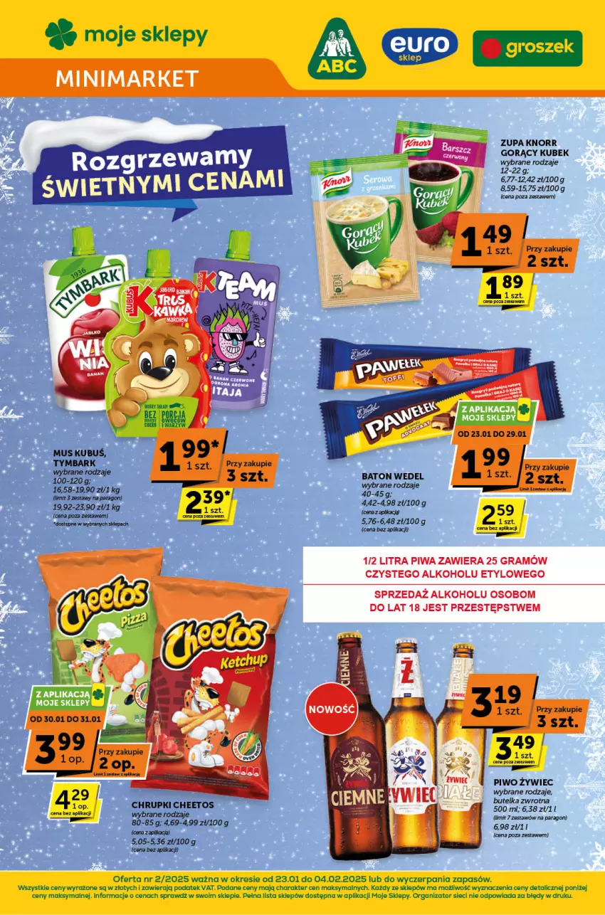 Gazetka promocyjna ABC - ważna 23.01 do 04.02.2025 - strona 1 - produkty: Baton, Cheetos, Chrupki, Gra, Groszek, Knorr, Kubek, Piwa, Piwo, Por, Zupa