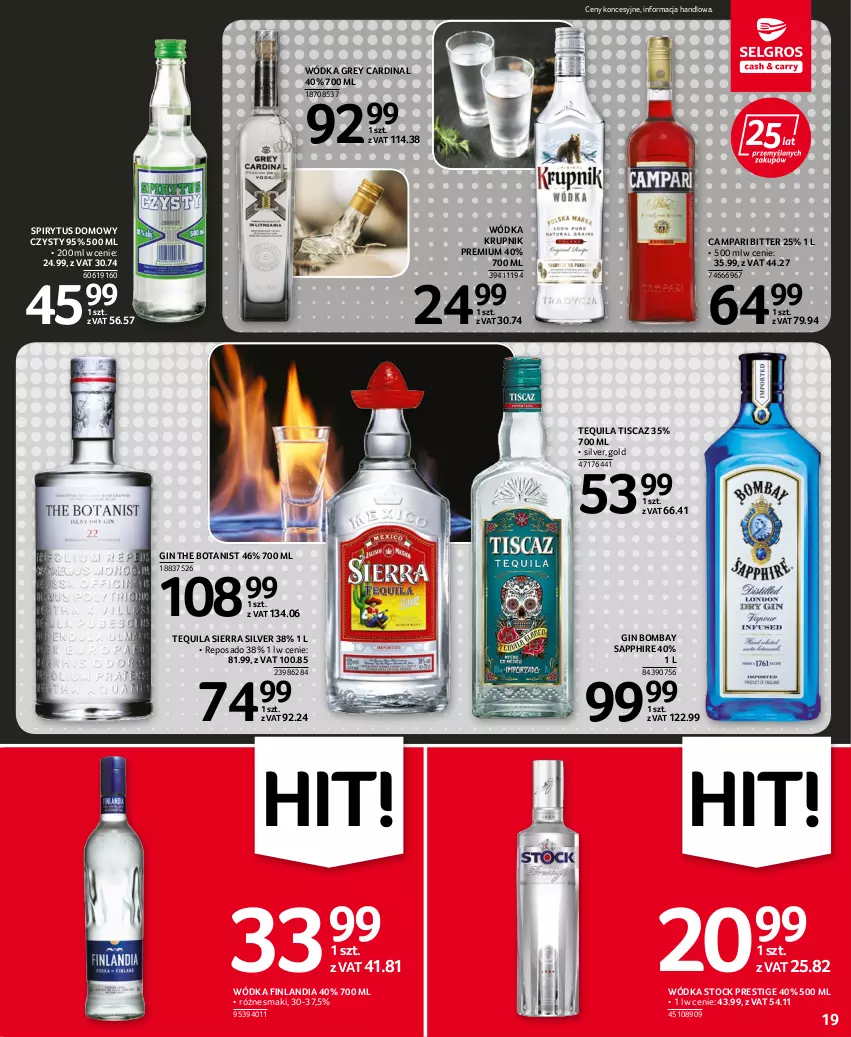 Gazetka promocyjna Selgros - Oferta spożywcza - ważna 15.06 do 29.06.2022 - strona 19 - produkty: Finlandia, Gin, Krupnik, Stock, Tequila, Wódka