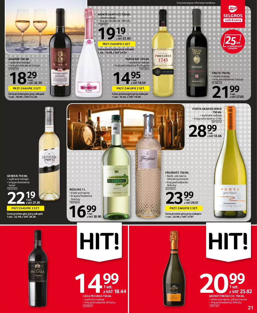 Gazetka promocyjna Selgros - Oferta spożywcza - ważna 15.06 do 29.06.2022 - strona 21 - produkty: Gra, Monte, Monte Santi, Por, Prosecco, Ser