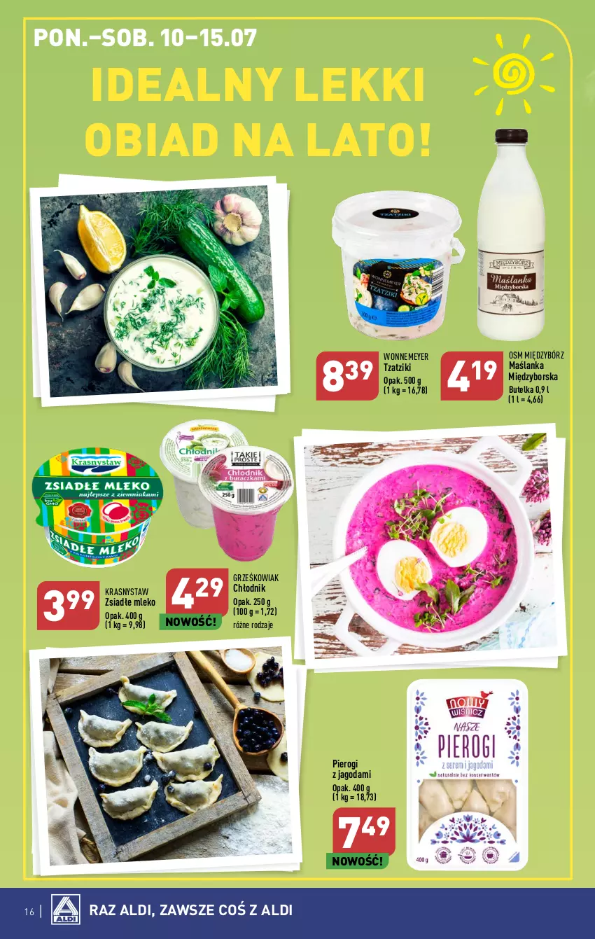 Gazetka promocyjna Aldi - Pełen katalog od 10.07 - ważna 10.07 do 15.07.2023 - strona 16 - produkty: Maślanka, Mleko, Pierogi