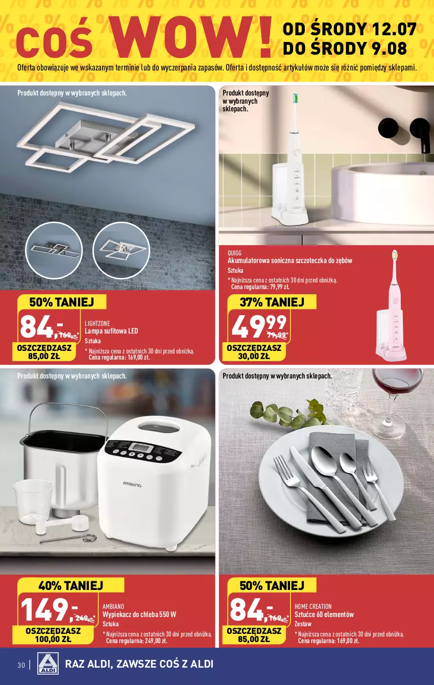 Gazetka promocyjna Aldi - Pełen katalog od 10.07 - ważna 10.07 do 15.07.2023 - strona 30 - produkty: Akumulator, Chleb, Lampa, Lampa sufitowa, Szczoteczka, Szczoteczka do zębów