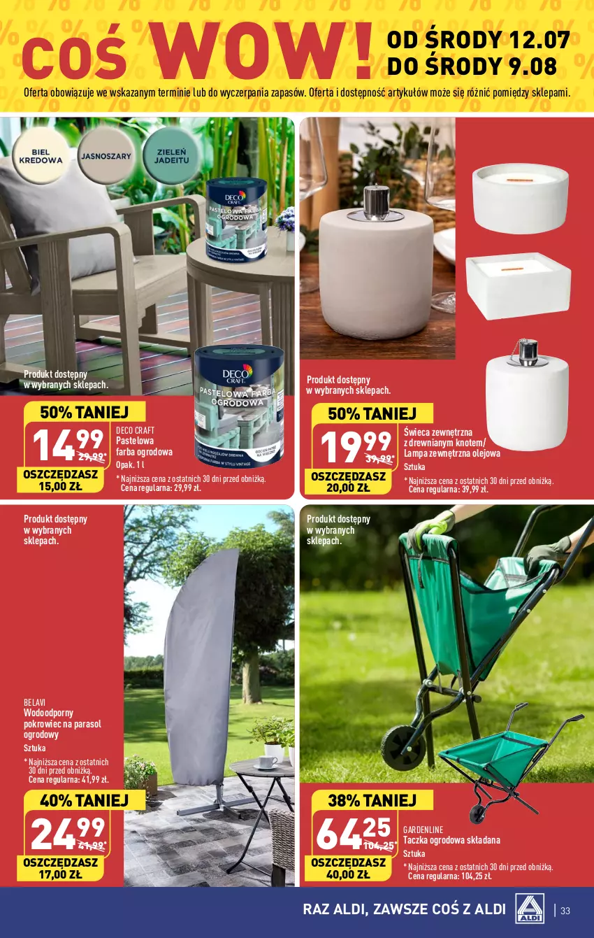 Gazetka promocyjna Aldi - Pełen katalog od 10.07 - ważna 10.07 do 15.07.2023 - strona 33 - produkty: Fa, Lampa, Olej, Parasol, Pokrowiec, Por