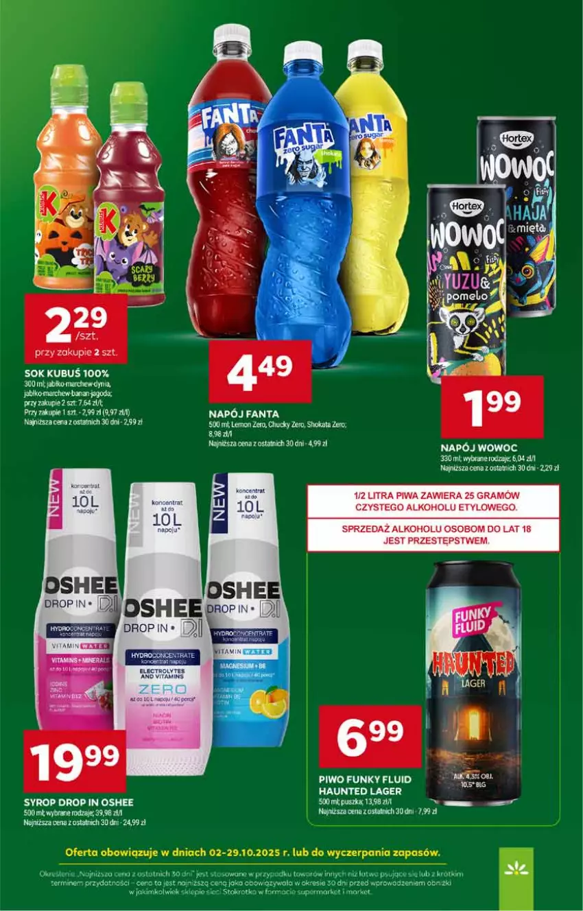 Gazetka promocyjna Stokrotka - Supermarket - ważna 16.10 do 22.10.2025 - strona 29 - produkty: Gra, Kubuś, Napój, Oshee, Piwa, Piwo, Por, Sok, Syrop