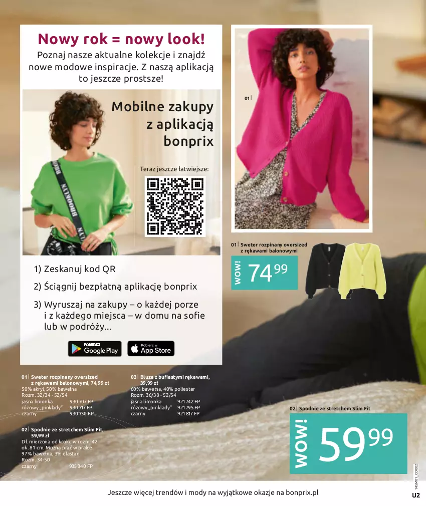 Gazetka promocyjna Bonprix - Nowy rok = nowy look! - ważna 03.01 do 03.07.2022 - strona 2 - produkty: Bluza, Kawa, Limonka, Mobil, Por, Spodnie, Sweter, Tera, Wełna