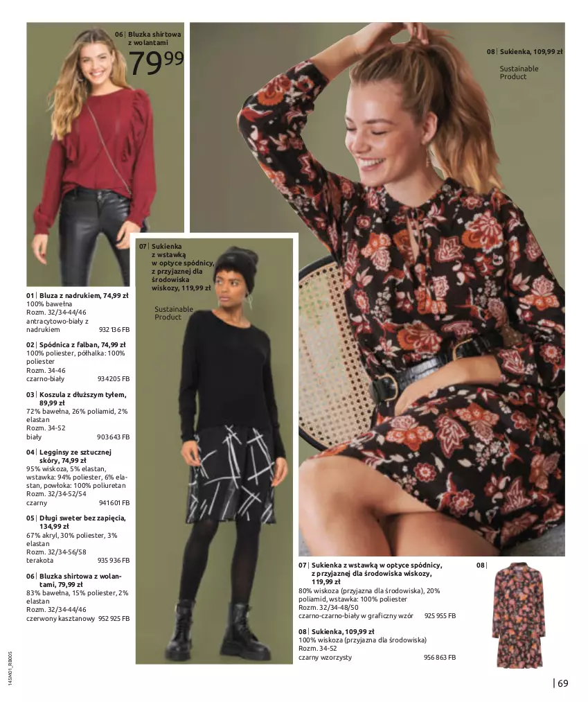 Gazetka promocyjna Bonprix - Nowy rok = nowy look! - ważna 03.01 do 03.07.2022 - strona 71 - produkty: Bluza, Fa, Gin, Gra, Kosz, Koszula, Legginsy, Spódnica, Sukienka, Sweter, Tera, Wełna