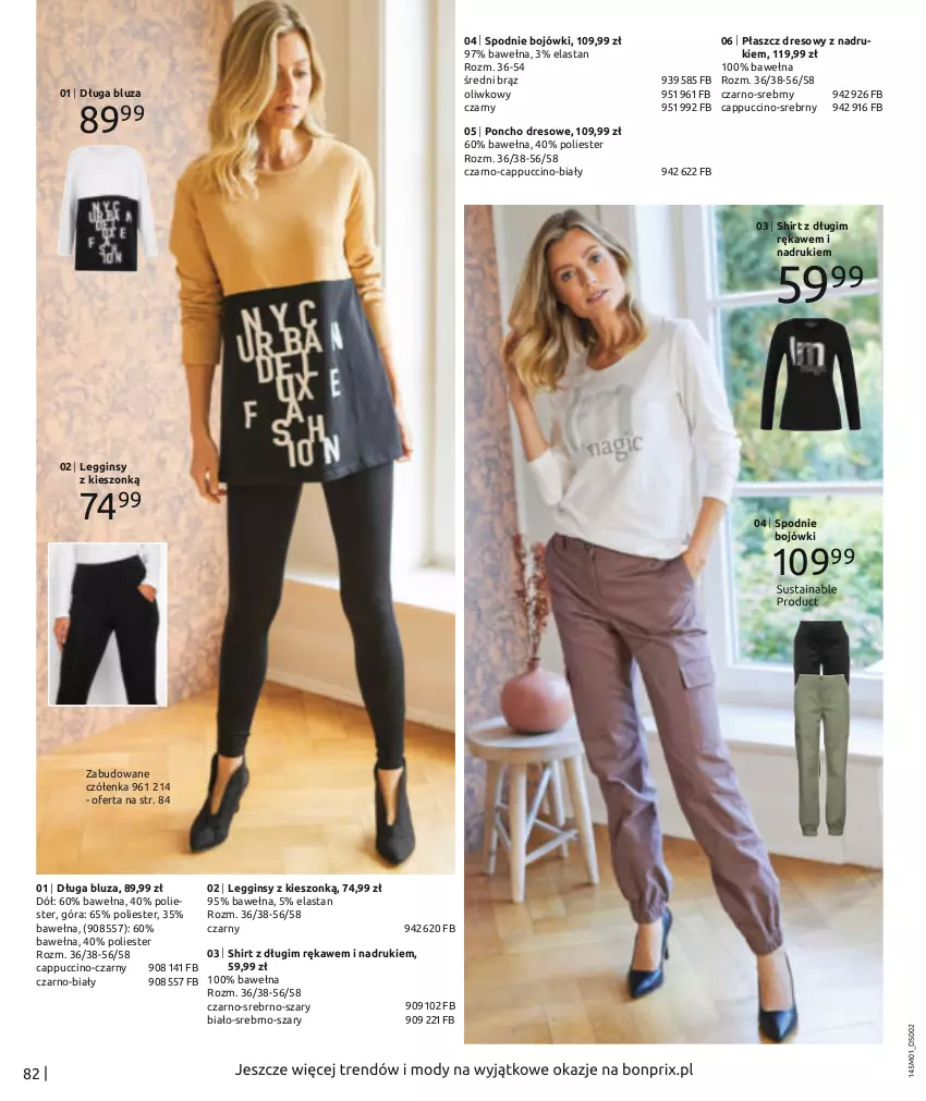 Gazetka promocyjna Bonprix - Nowy rok = nowy look! - ważna 03.01 do 03.07.2022 - strona 84 - produkty: Bluza, Cappuccino, Dres, Gin, Legginsy, Płaszcz, Spodnie, Wełna