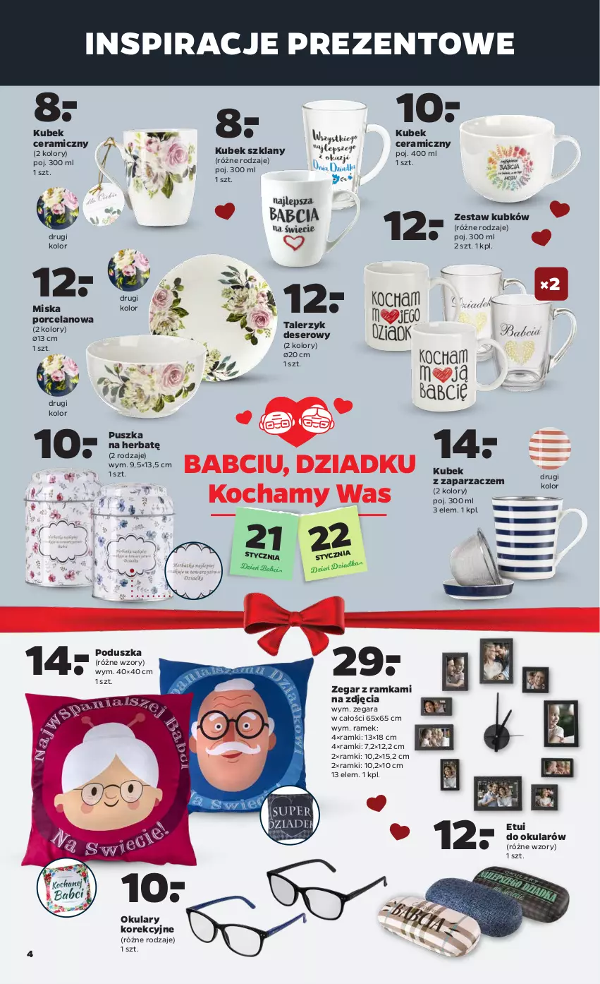 Gazetka promocyjna Netto - Dzien Babci i Dziadka - ważna 18.01 do 23.01.2021 - strona 4 - produkty: Deser, Koc, Kubek, Miska, Poduszka, Por, Ramka, Ser, Talerz, Talerzyk, Zaparzacz, Zegar