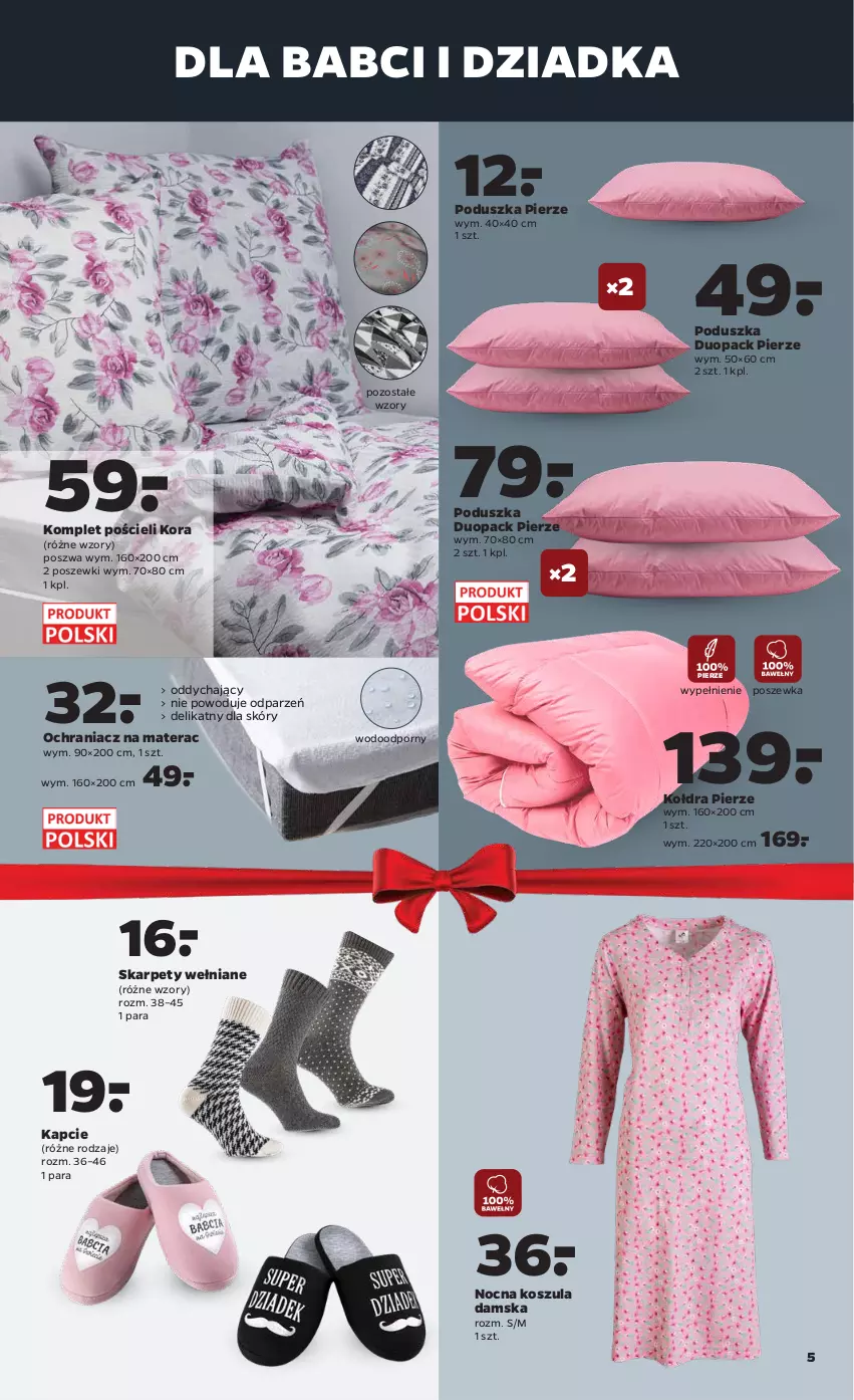 Gazetka promocyjna Netto - Dzien Babci i Dziadka - ważna 18.01 do 23.01.2021 - strona 5 - produkty: Kapcie, Karp, Kołdra, Komplet pościeli, Kosz, Koszula, Materac, Ochraniacz na materac, Poduszka, Por, Pościel, Poszewka, Tera