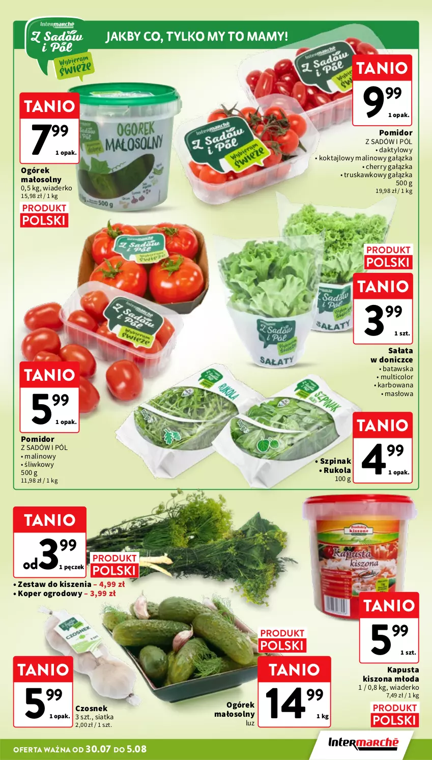 Gazetka promocyjna Intermarche - Gazetka Intermarche - ważna 30.07 do 05.08.2026 - strona 11 - produkty: Czosnek, Masło, Ogórek, Owoce, Rukola, Sałat, Siatka, Szpinak, Warzywa